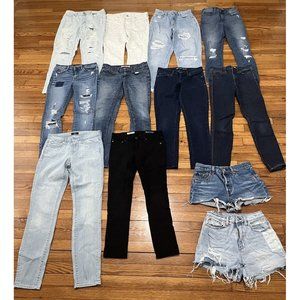 American Eagle Jeans Jeggings Womens Size 00 0 24-25” Waist Lot 12 Shorts Pants